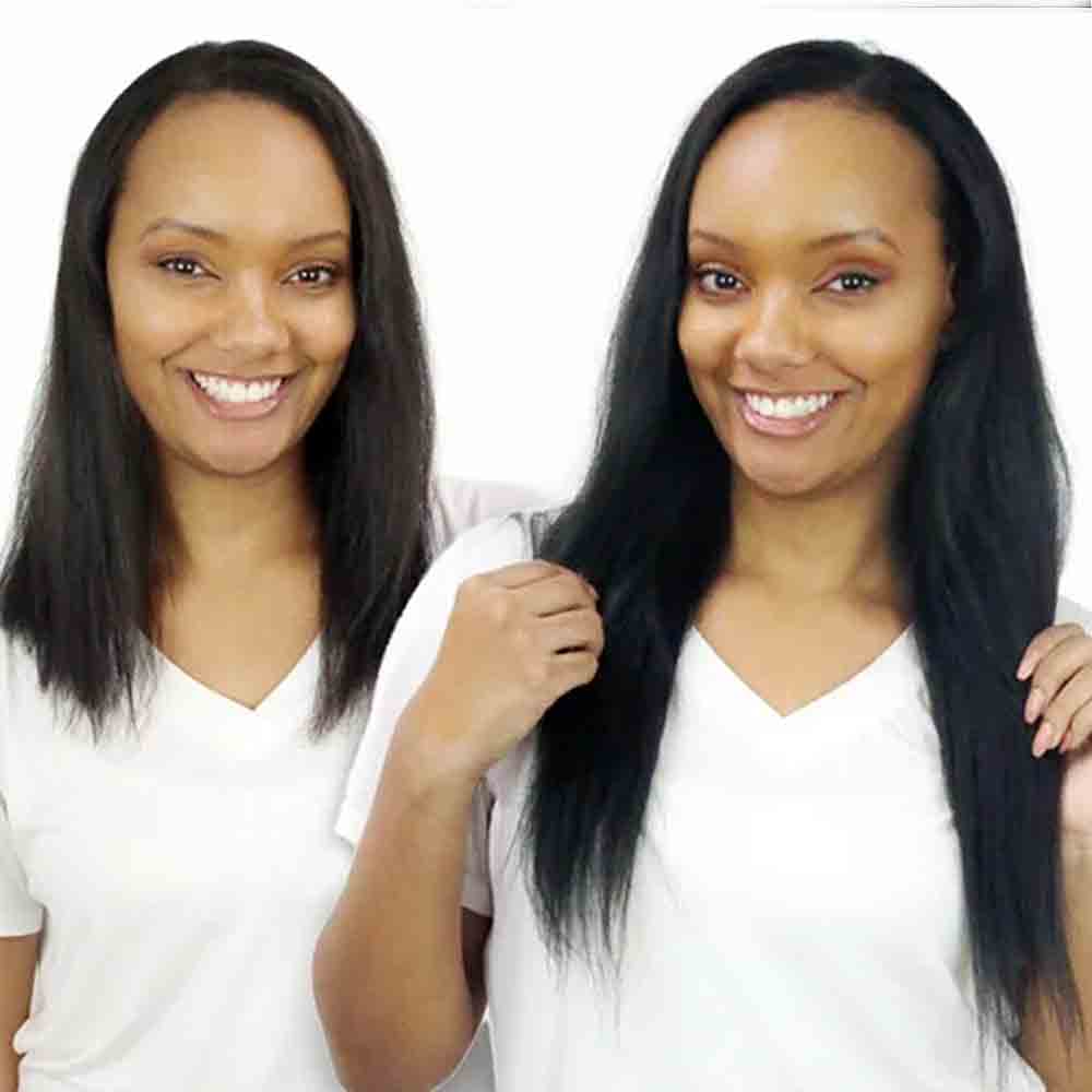 Afro Straight Clip In Hair Extensions 7 Piece Set Perfect Locks